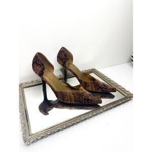 Vintage Y2K Highlights Paisley Pointed Toe Retro Heels size 7 1/2